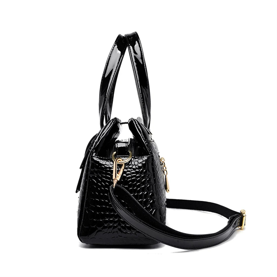 2-Layer Large Capacity Tote Bag | Luxury Handbags Women's Designer Crocodile Pattern Ladies Boston Shoulder Bag (High Quality) Luxegan
