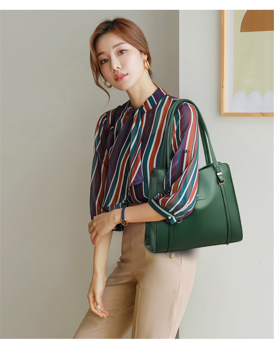 Genuine Soft PU Leather Handbags for Women | Vintage Shoulder Tote Bag & Large Capacity Purse