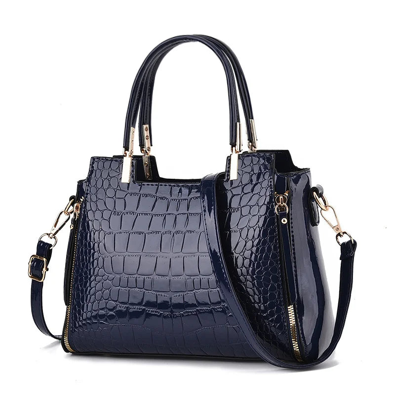 New Crocodile Pattern Large Capacity Shoulder Bag | Versatile Fashion Retro Tote | Simple Elegant Temperament Handbag | High-Quality PU Leather Crossbody Messenger Bag Luxegan