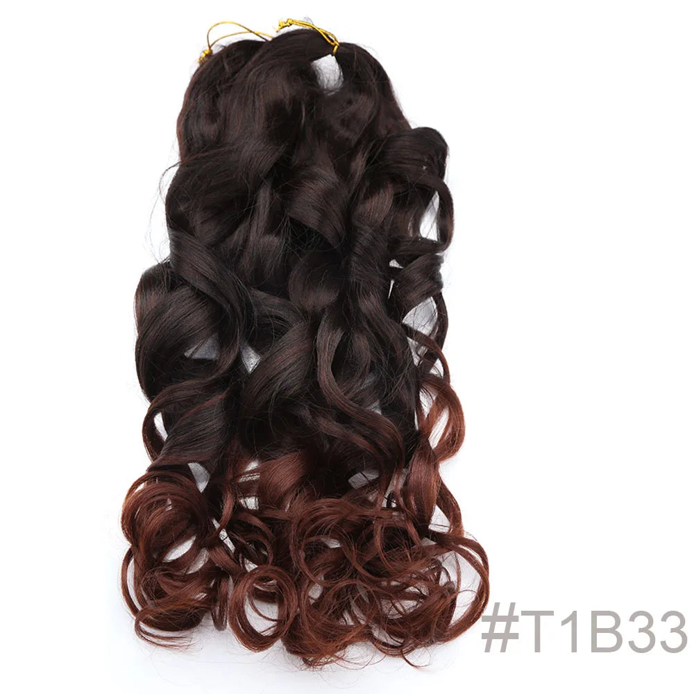 Synthetic Loose Wave Crochet Braiding Hair – Spiral Curls French Curls Pre-Stretched Ombre Braids 16"-26" | 6 Packs Luxegan