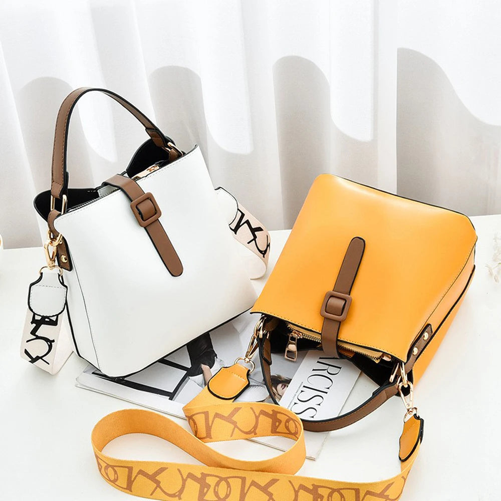 Bolso de mujer de nueva moda con estampado, correa ancha para el hombro, bolso de hombro individual, bolso cruzado, bolso de mano para mujer, bolso de cubo