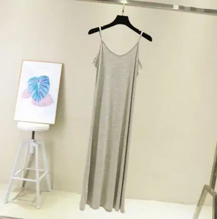Satin Camisole Slip Dress | O-Neck Spaghetti Strap A-Line Beach & Casual Dress Luxegan