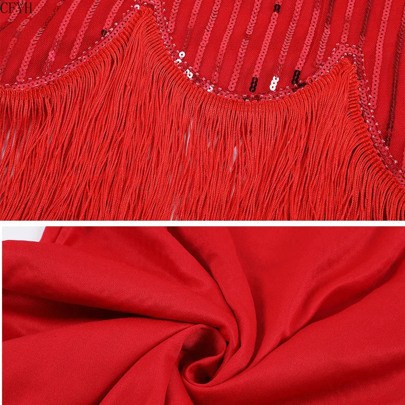 Vintage Sequin Full Fringed Flapper Dress | Roaring 20s Great Gatsby Party Gown | Plus Size XS-4XL Summer Knit Knee-Length Dress