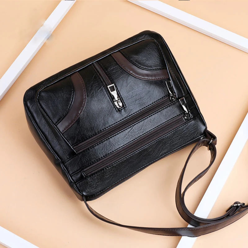 Vintage Shoulder Bag For Women PU Leather Crossbody Bag | Multifunction Messenger Bag Small Square Bag Mommy Handbag sac Luxegan