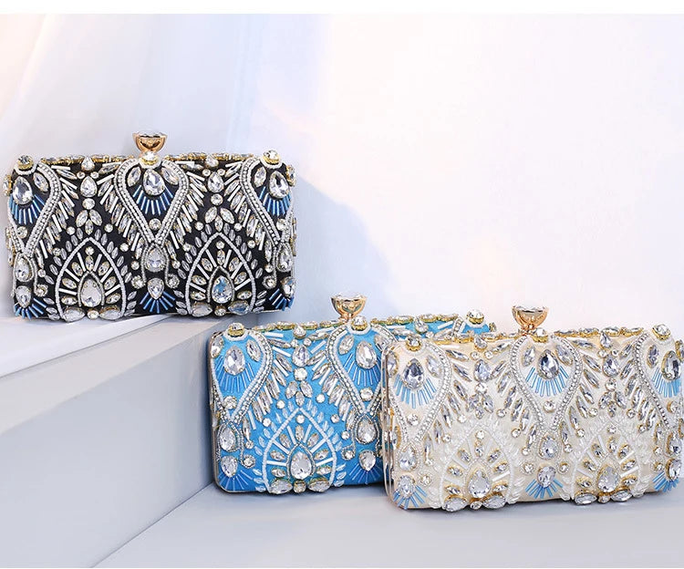Luxury Beaded Rhinestone Clutch | Exquisite Wedding & Evening Purse Luxegan