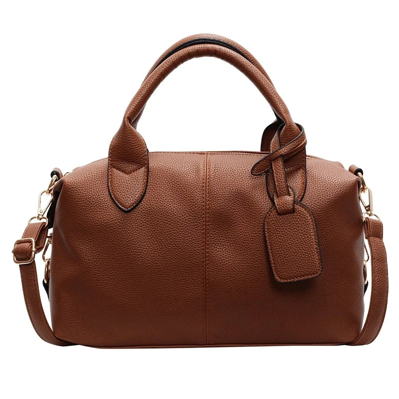 Retro Soft Leather Texture Crossbody Bag | New Style Large Capacity Men's Travel Commuter Bag | Elegant & Versatile XL Fashion Shoulder Bag | Fruit & Star Pattern Casual Tote Luxegan