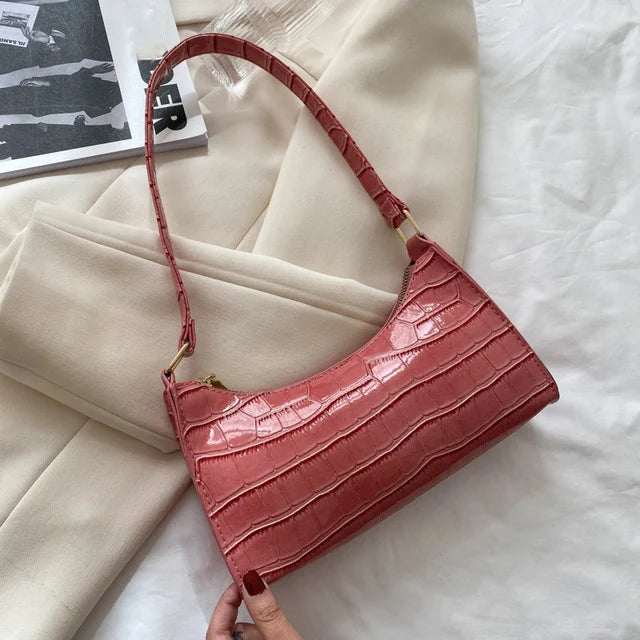Fashion PU Leather Bags for Women | Alligator Pattern Armpit Handbag & Female Small Underarm Messenger Bag Luxegan