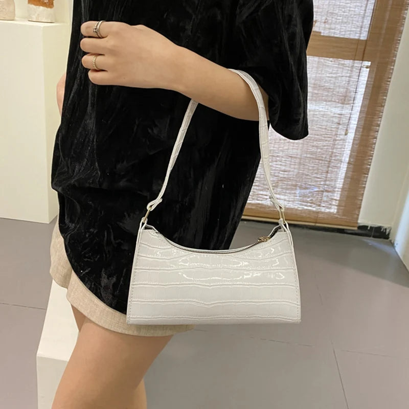 Fashion PU Leather Bags for Women | Alligator Pattern Armpit Handbag & Female Small Underarm Messenger Bag Luxegan