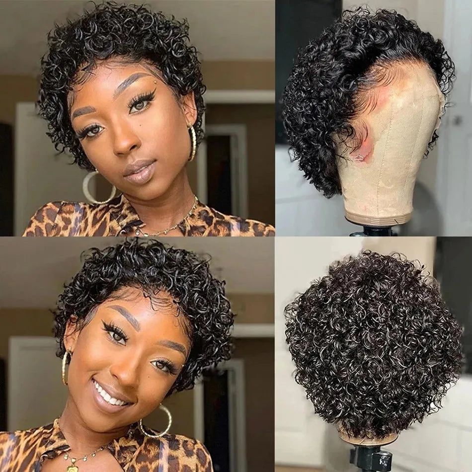 Vibrant Orange Pixie Cut Short Bob Wig - 13x4 Transparent Lace Frontal Human Hair Wig - French Curl Pre-Plucked Brazilian Remy Hair Wig for Women (6 Inch, Glueless) Luxegan