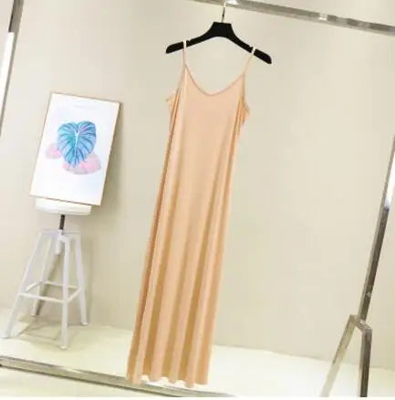 Satin Camisole Slip Dress | O-Neck Spaghetti Strap A-Line Beach & Casual Dress Luxegan