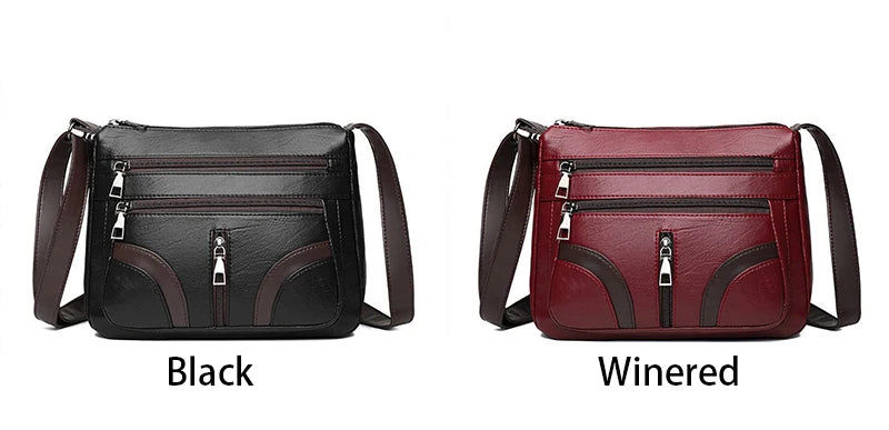 Vintage Shoulder Bag For Women PU Leather Crossbody Bag | Multifunction Messenger Bag Small Square Bag Mommy Handbag sac Luxegan