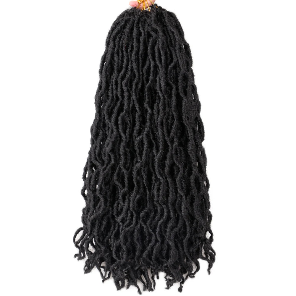 Goddess Faux Locs Crochet Hair | Soft Curly Ombre Dreadlock Extensions (Synthetic Braiding) Luxegan