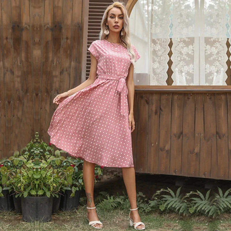 Print V-Neck Short Sleeve Regular Fit Sheath Knee-Length Dress – Medium Stretch Denim, Empire Waist, Summer Luxegan