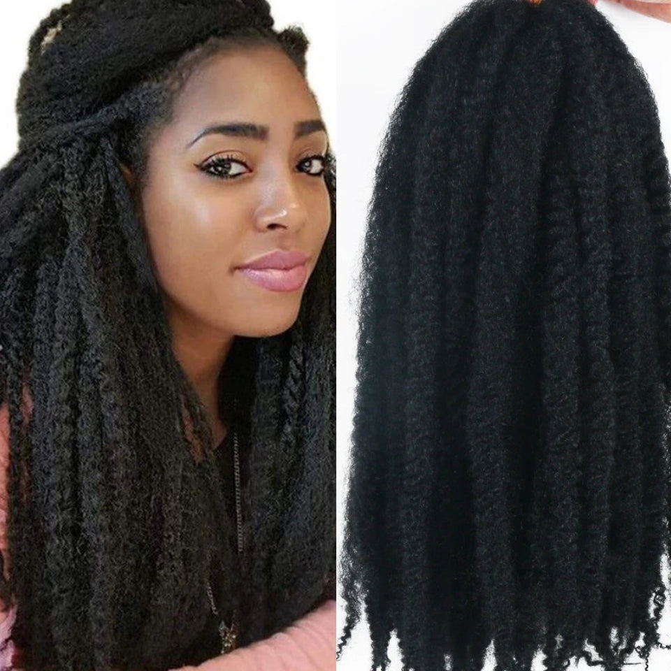 18-Inch Afro Kinky Marley Crochet Braiding Hair - Ombre Synthetic Crochet Braids Hair Extensions - High Temperature Fiber Marley Twist Hair for Protective Styles (30 Strands/Pack, 100g) Luxegan