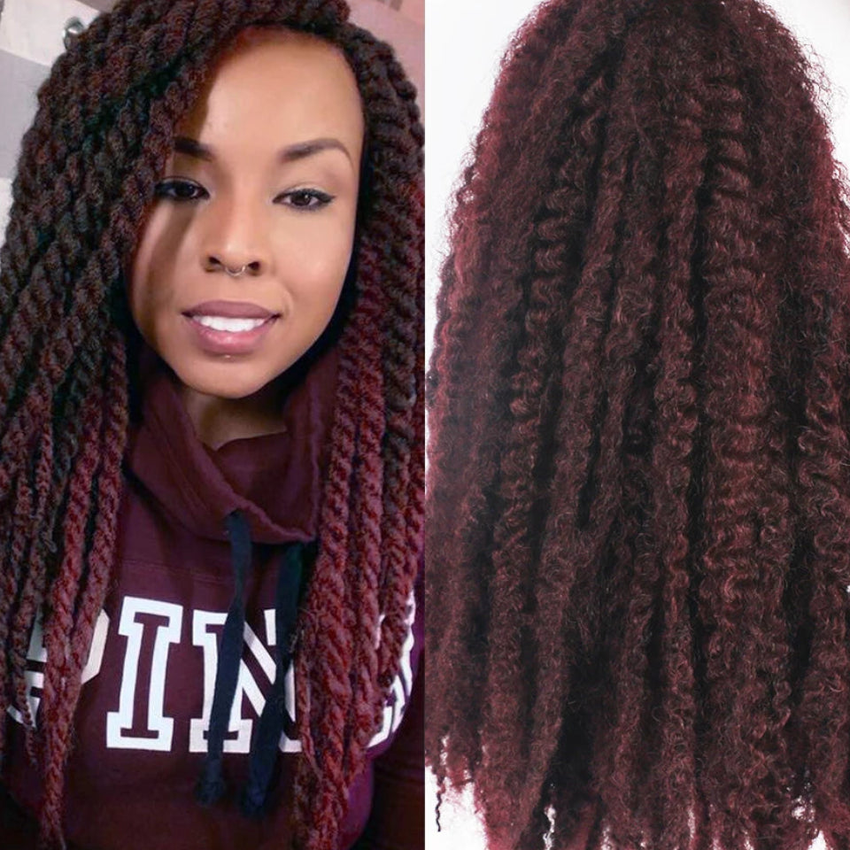 18-Inch Afro Kinky Marley Crochet Braiding Hair - Ombre Synthetic Crochet Braids Hair Extensions - High Temperature Fiber Marley Twist Hair for Protective Styles (30 Strands/Pack, 100g) Luxegan