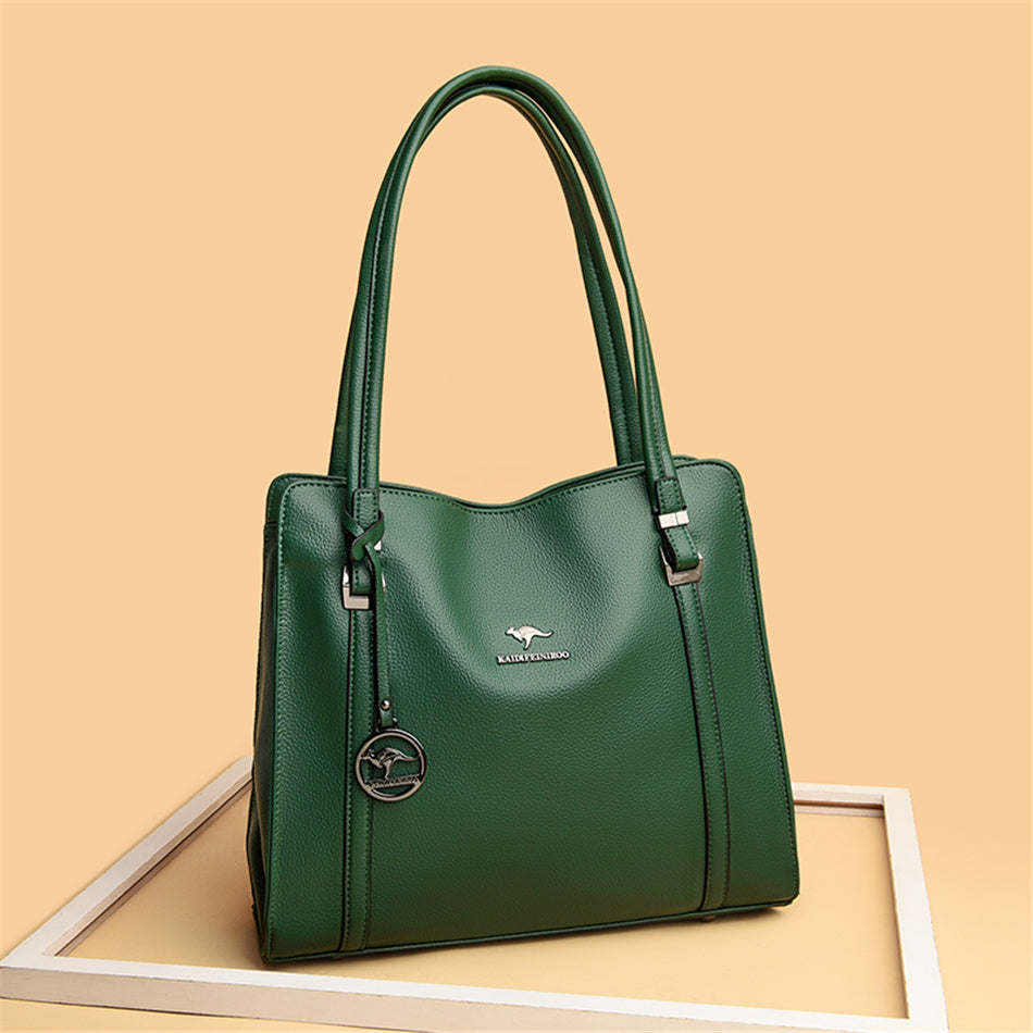 Genuine Soft PU Leather Handbags for Women | Vintage Shoulder Tote Bag & Large Capacity Purse