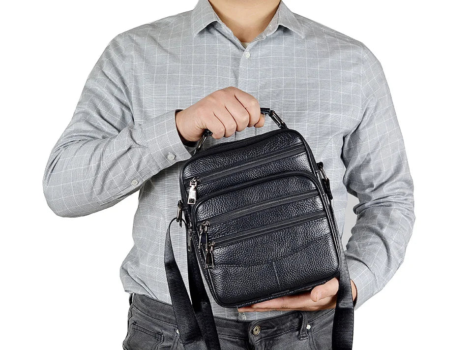 Hot Fashion Men's Genuine Leather Messenger Bag | Luxury Brand Soft Crossbody for Mini Pad & Shoulder Use Luxegan