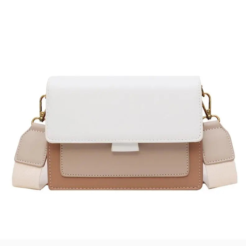 Leather Contrast Color Flap Bag | Chain Detail Shoulder & Messenger Bag Luxegan