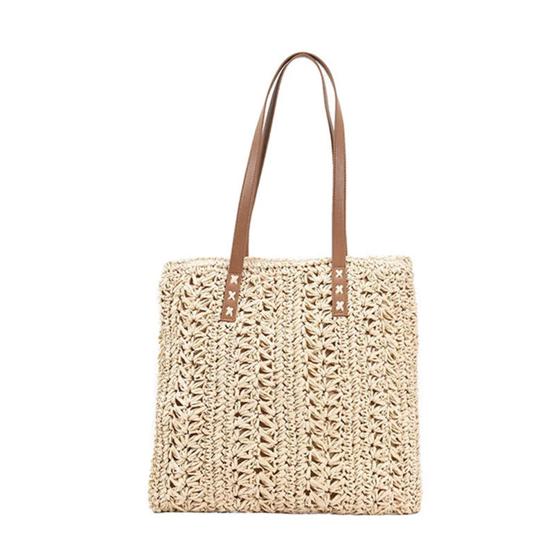 Summer Hollow Out Straw Bag Women | Large Capacity Handmade Weave Shoulder Totes Bag | Travel Beach Bag Shopping Pouch Luxegan