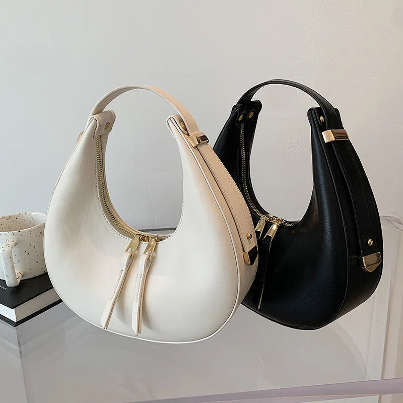 Luxury Half-Moon Underarm Bag for Women | PU Leather Shoulder & Crossbody Bag (Autumn Winter Fashion Armpit Handbag & Purse) Luxegan