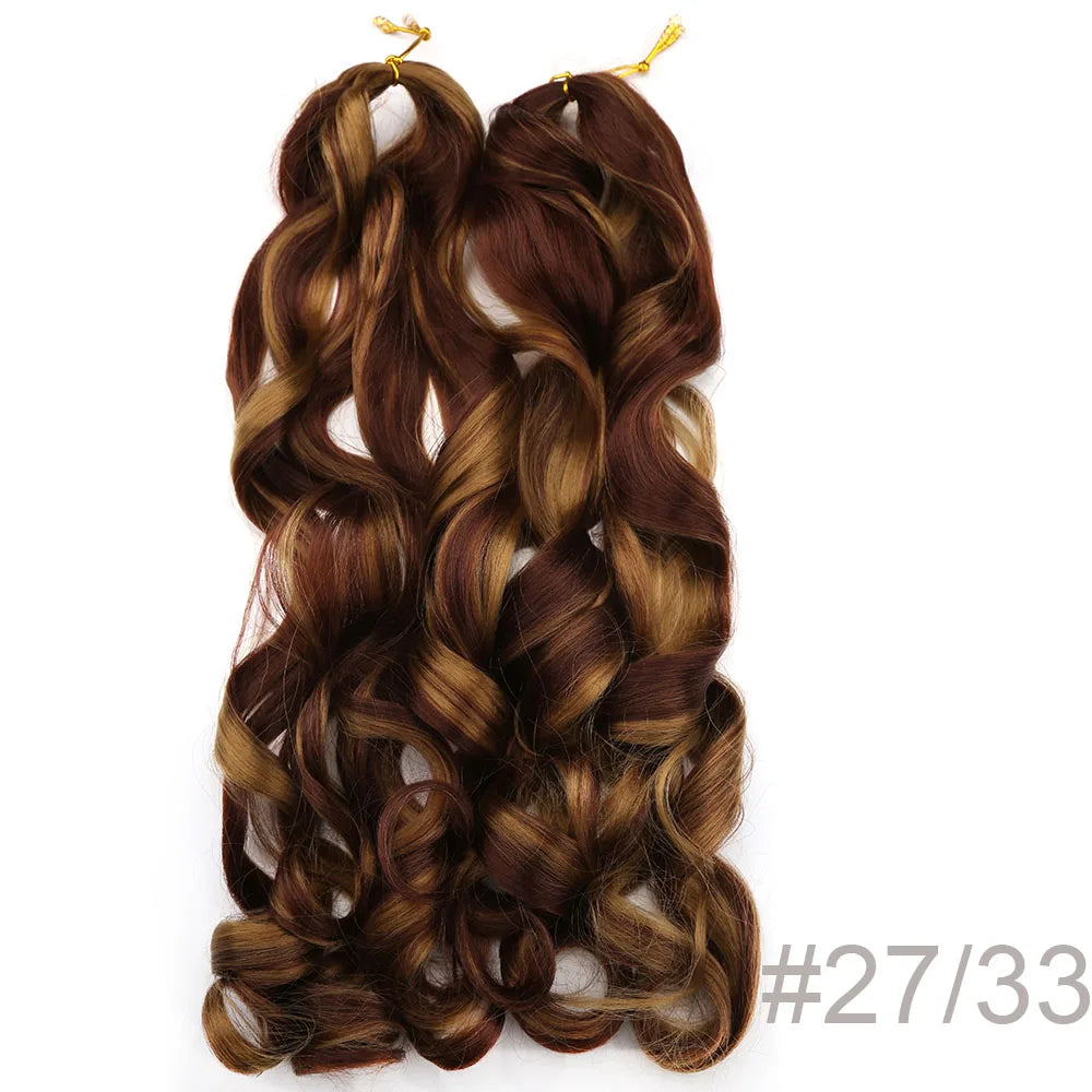Synthetic Loose Wave Crochet Braiding Hair – Spiral Curls French Curls Pre-Stretched Ombre Braids 16"-26" | 6 Packs Luxegan