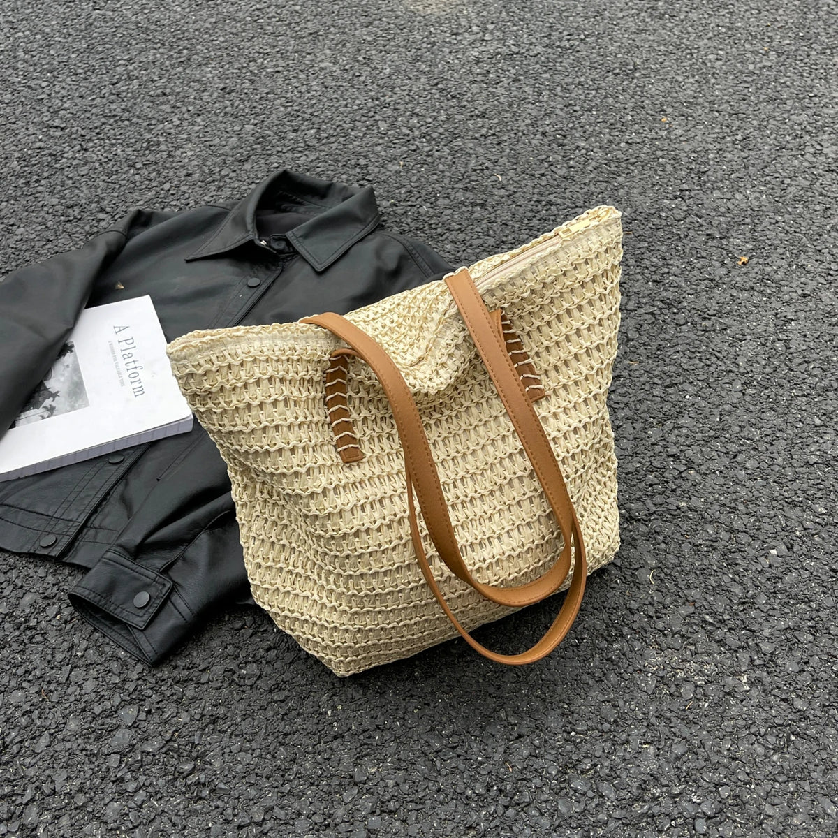 Handmade Natural Rattan Woven Tote | Summer Straw Beach Handbag | Portable 7-Inch Fashion Shoulder Bag | Minimalist Weave Purse for Travel & Outdoor (Model 2343) Luxegan