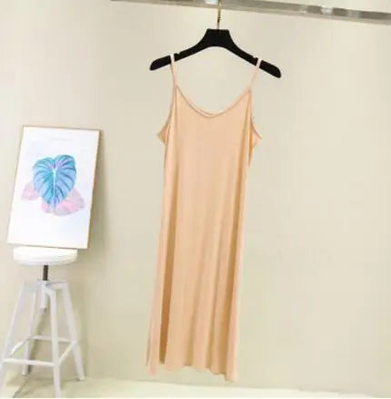 Satin Camisole Slip Dress | O-Neck Spaghetti Strap A-Line Beach & Casual Dress