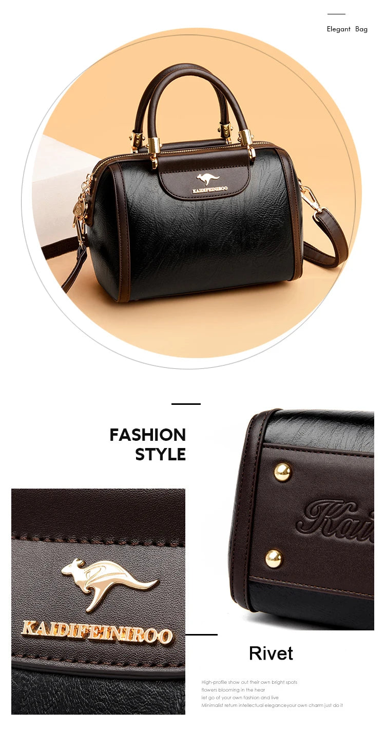 Super High-Quality Leather Top Handle Purse | Shell Bag & Fashionable Handbag Luxegan