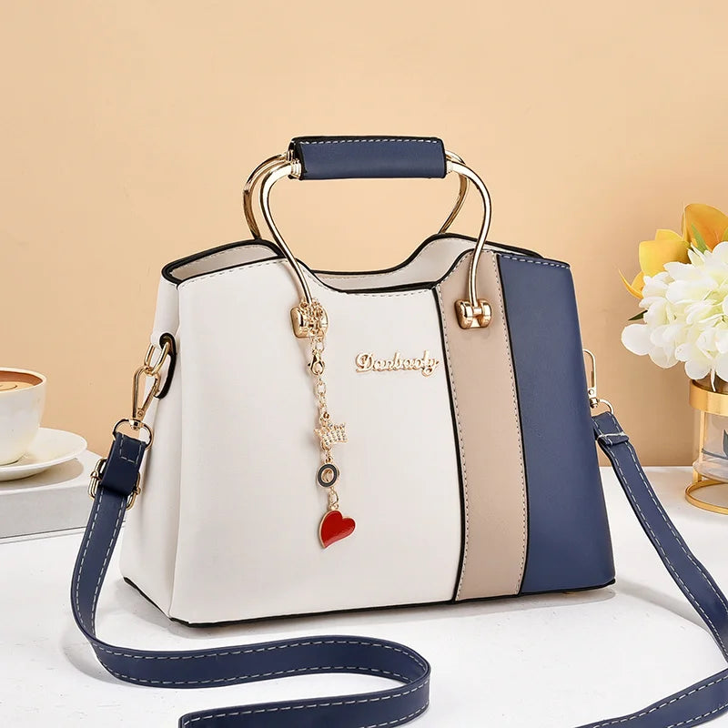 New Retro Patchwork Large Capacity Shoulder Bag | Simple Elegant Women’s Diagonal Crossbody | Versatile PU Leather Tote | Fashionable Leisure Handbag (Model BTL-17975) Luxegan