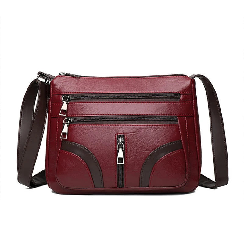 Vintage Shoulder Bag For Women PU Leather Crossbody Bag | Multifunction Messenger Bag Small Square Bag Mommy Handbag sac Luxegan