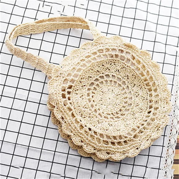 Bohemian Straw Bags for Women | Circle Beach Handbags & Rattan Shoulder Bags Luxegan