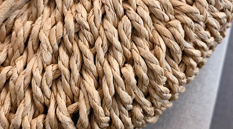 Half-Round Rattan Beach Bag | Women Large Capacity Handle Bag & Bohemian Shoulder Bag Luxegan
