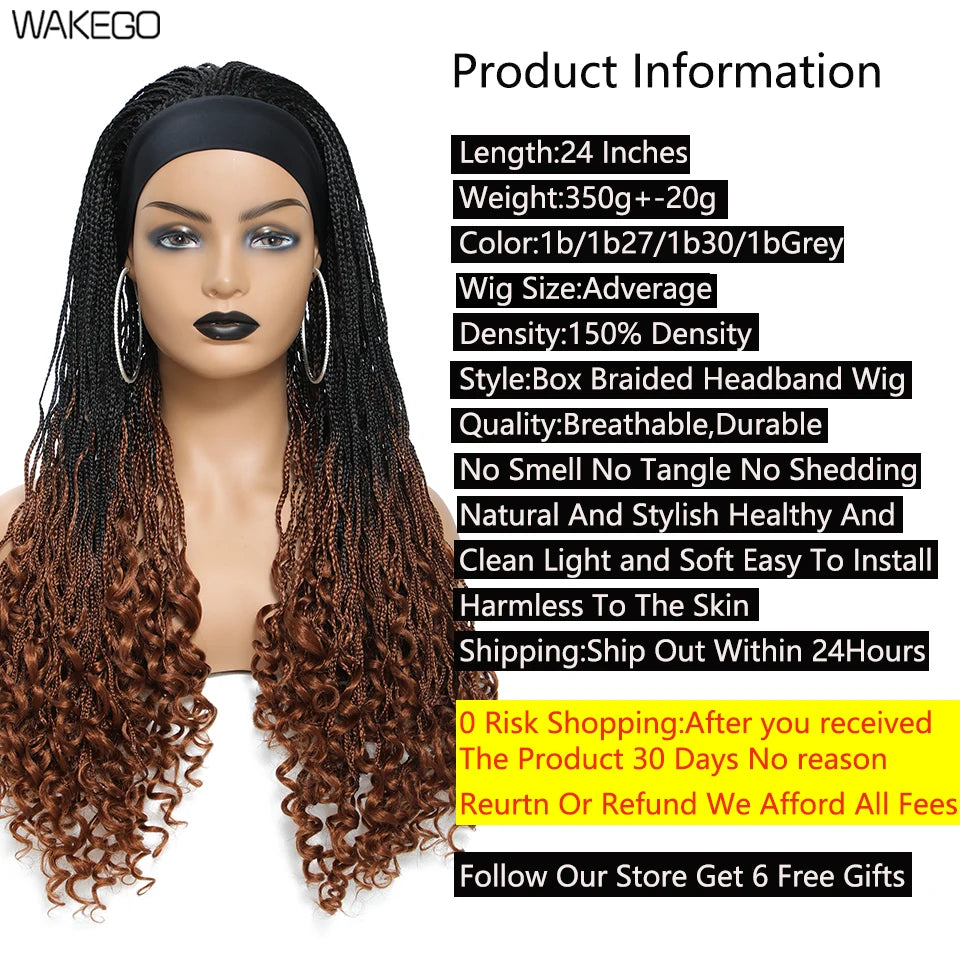 24 Inch Box Braid Headband Wig | Crochet | 4 Colours