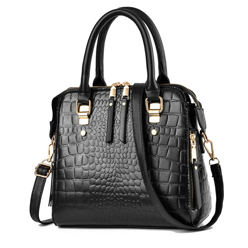 Luxury Crocodile Pattern Handbag for Women | Winter New PU Leather Tassel Shoulder Bag (Brands Design Handle Bag, Lady Purse) Luxegan