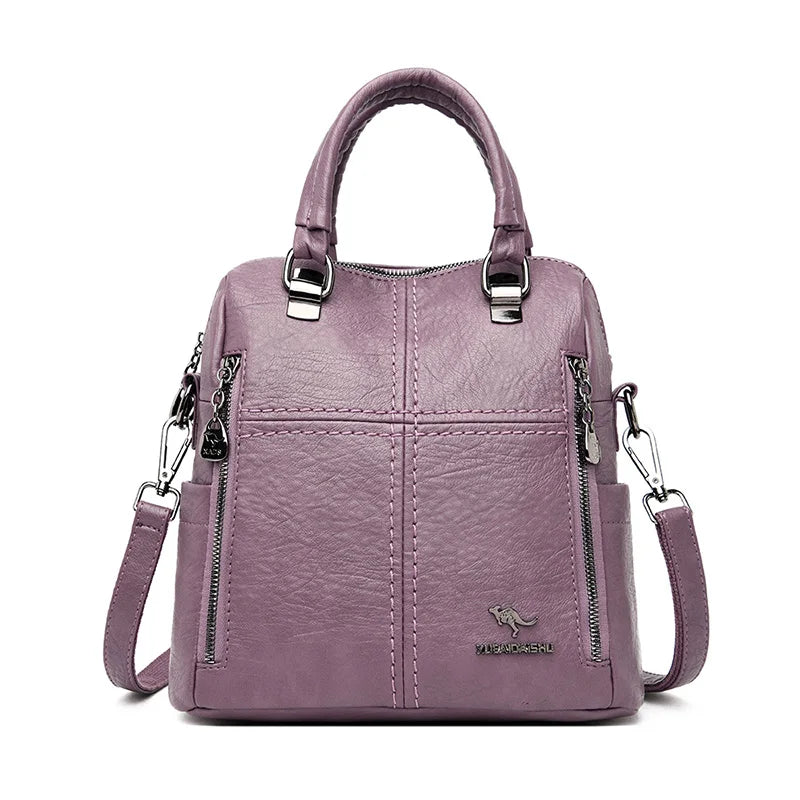 Premium Sheepskin Leather Multifunction Handbag | Luxury Designer Large Capacity Travel Backpack & - view 10