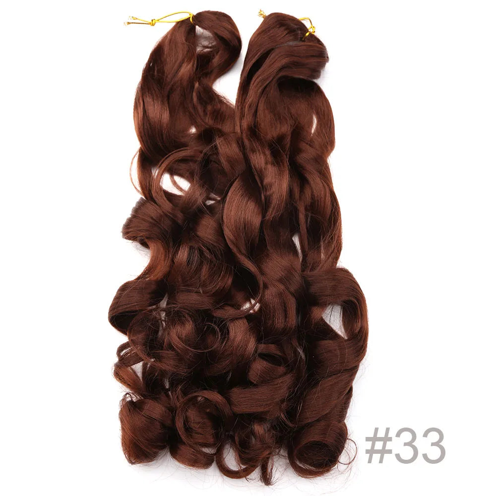 Synthetic Loose Wave Crochet Braiding Hair – Spiral Curls French Curls Pre-Stretched Ombre Braids 16"-26" | 6 Packs Luxegan