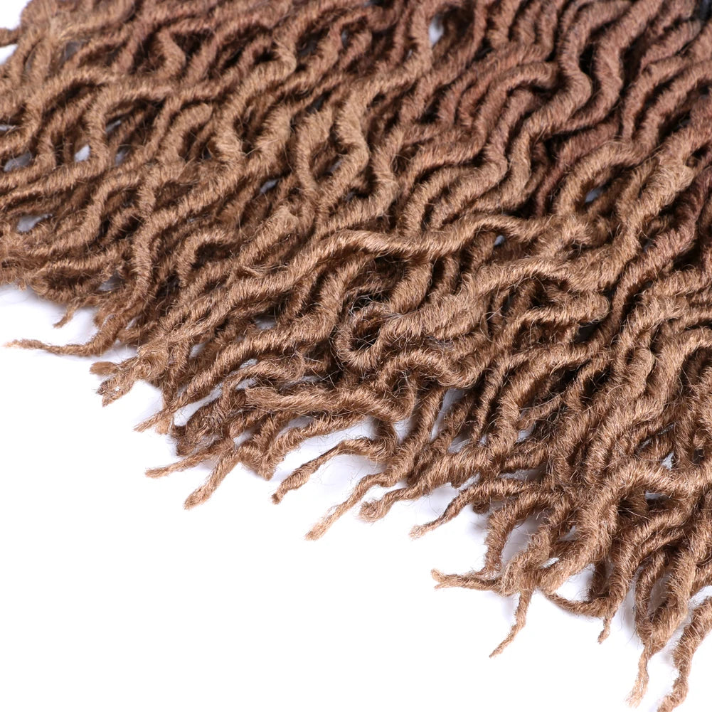 Goddess Faux Locs Crochet Hair | Soft Curly Ombre Dreadlock Extensions (Synthetic Braiding) Luxegan