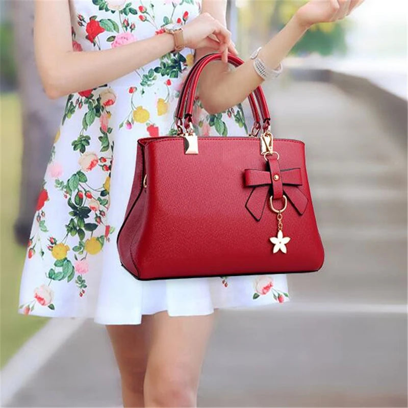 Elegant Women’s Messenger Bag with Flower Pendant | Office Ladies’ Pure Handbag & Satchel - view 3