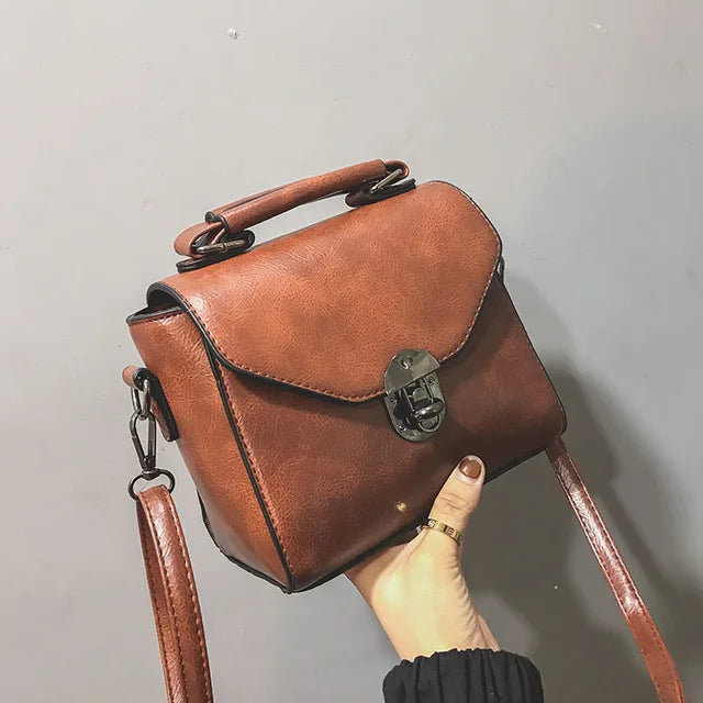 Winter New Lock-Design Shoulder Bag | Sophisticated PU Leather Crossbody | Elegant Small Square Lady Handbag | "Dignified" Soft Vintage Messenger for Versatile Styling Luxegan