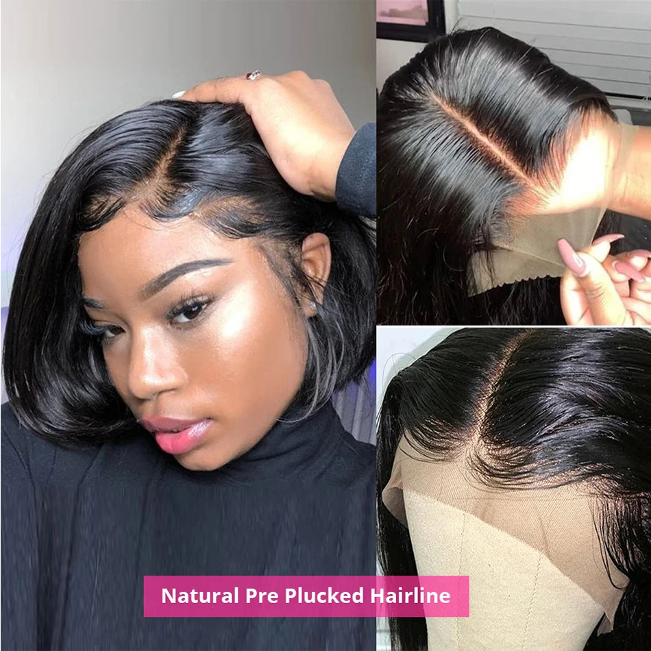 Wear And Go Glueless Bob Wigs 13x4 Bone Straight Lace Front Human Hair Wigs for Women Brazilian Transparent Lace Frontal Wigs