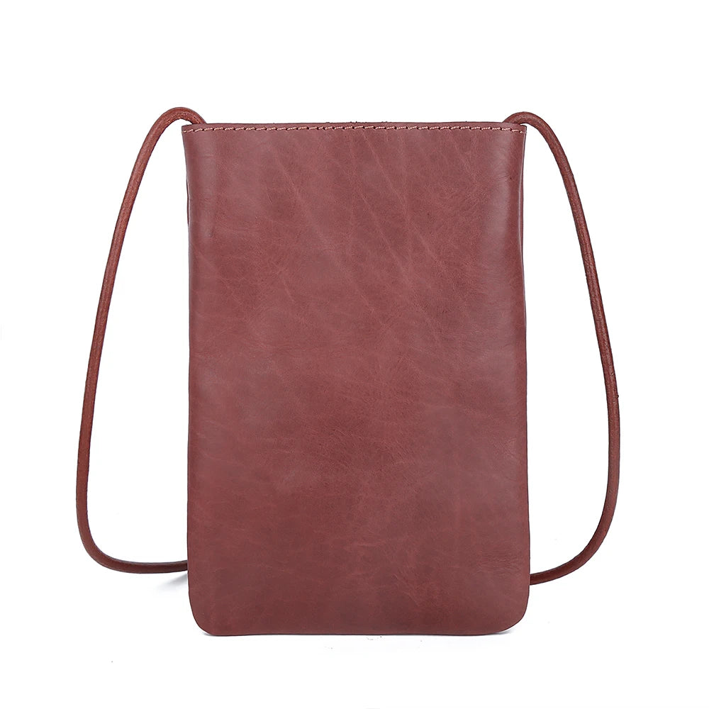 Soft Genuine Leather Phone Pouch | Simple Flap Crossbody Messenger Bag Luxegan