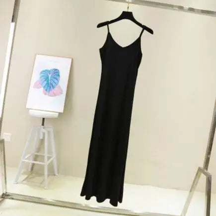 Satin Camisole Slip Dress | O-Neck Spaghetti Strap A-Line Beach & Casual Dress Luxegan
