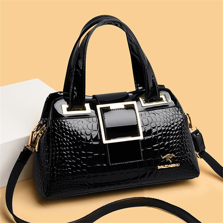 2-Layer Large Capacity Tote Bag | Luxury Handbags Women's Designer Crocodile Pattern Ladies Boston Shoulder Bag (High Quality) Luxegan