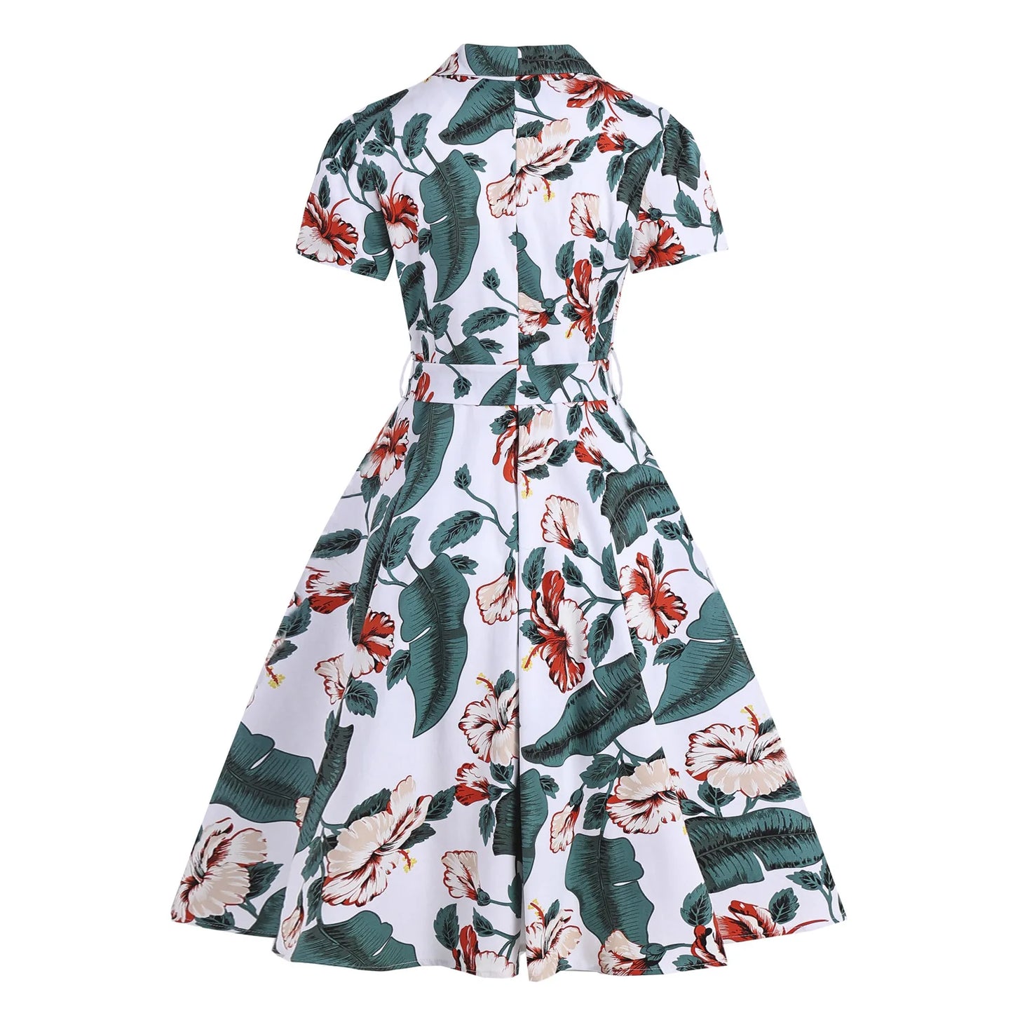 Hepburn Style Lemon Printed Vintage Dresses 1950s 60s Office 2025 Turn Down Collar Short Sleeve Tunic A-Line Belted Cotton Dress