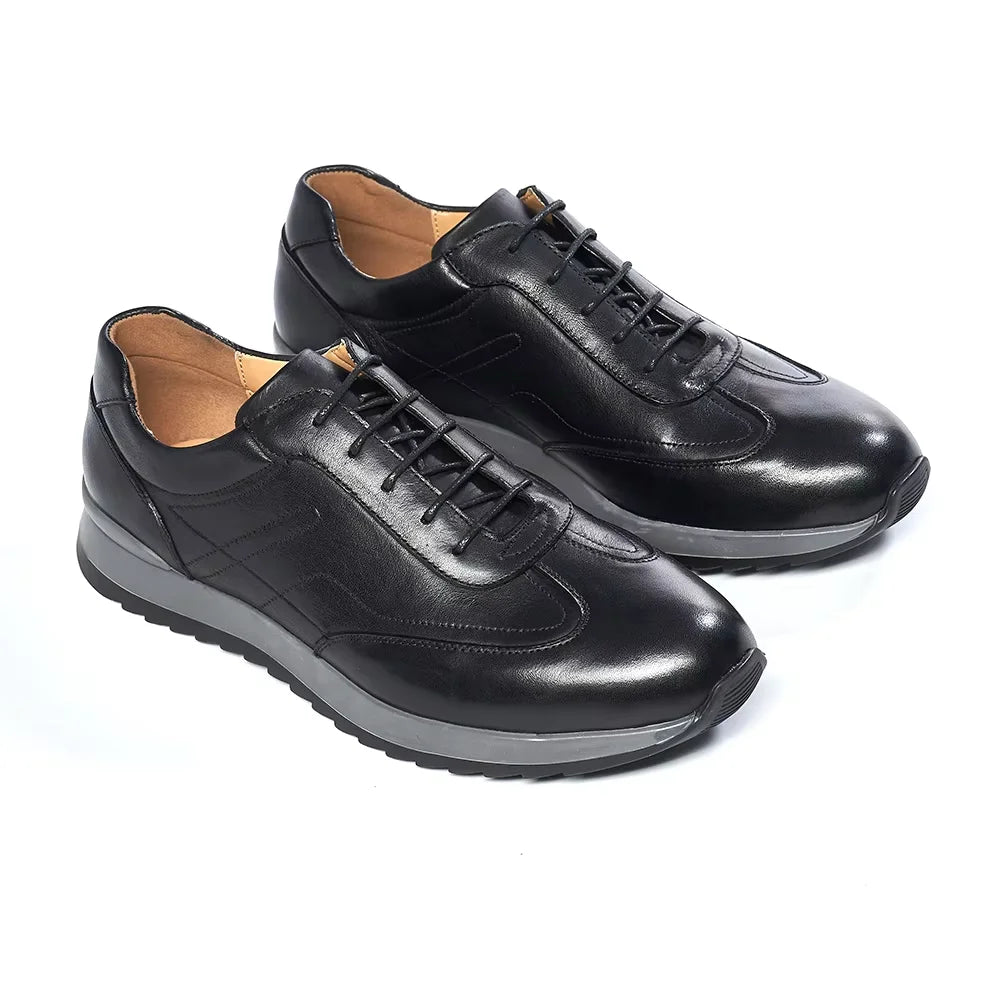 High-Quality Men's Casual Sports Sneakers | Sophisticated Genuine Leather Lace-Up Silhouette | Elegant "Anti-Odor" All-Season Walking Shoes | "Dignified" Abrasion-Resistant Sneakers for Radiant Versatile Styling Luxegan