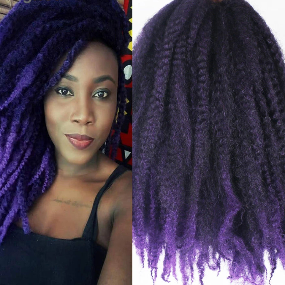 18-Inch Afro Kinky Marley Crochet Braiding Hair - Ombre Synthetic Crochet Braids Hair Extensions - High Temperature Fiber Marley Twist Hair for Protective Styles (30 Strands/Pack, 100g) Luxegan