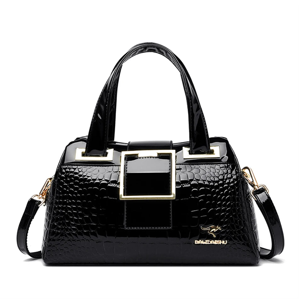 2-Layer Large Capacity Tote Bag | Luxury Handbags Women's Designer Crocodile Pattern Ladies Boston Shoulder Bag (High Quality) Luxegan