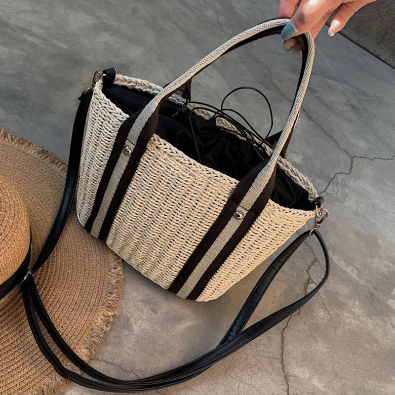 Summer Straw Handbag | Large Capacity Woven Shoulder Bag & Bohemian Beach Tote Luxegan