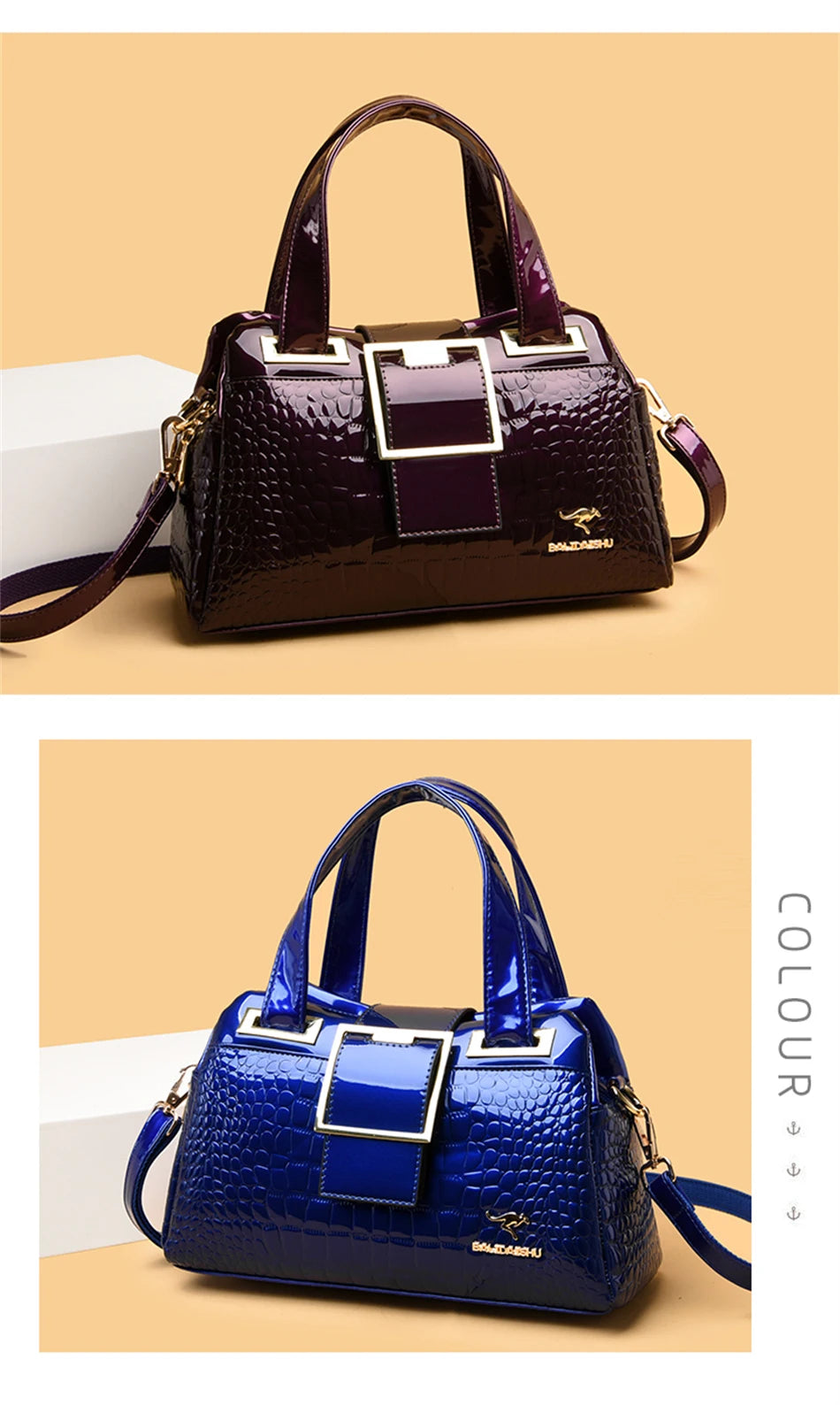 2-Layer Large Capacity Tote Bag | Luxury Handbags Women's Designer Crocodile Pattern Ladies Boston Shoulder Bag (High Quality) Luxegan
