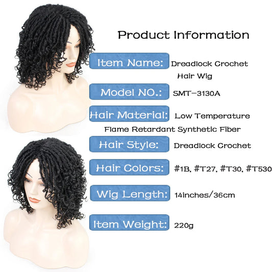 YUNRONG Dreadlock Wig For Black Women 16 inch High Temperature Fiber Dreadlock Ombre Burg Crochet Twist Hair Luxegan